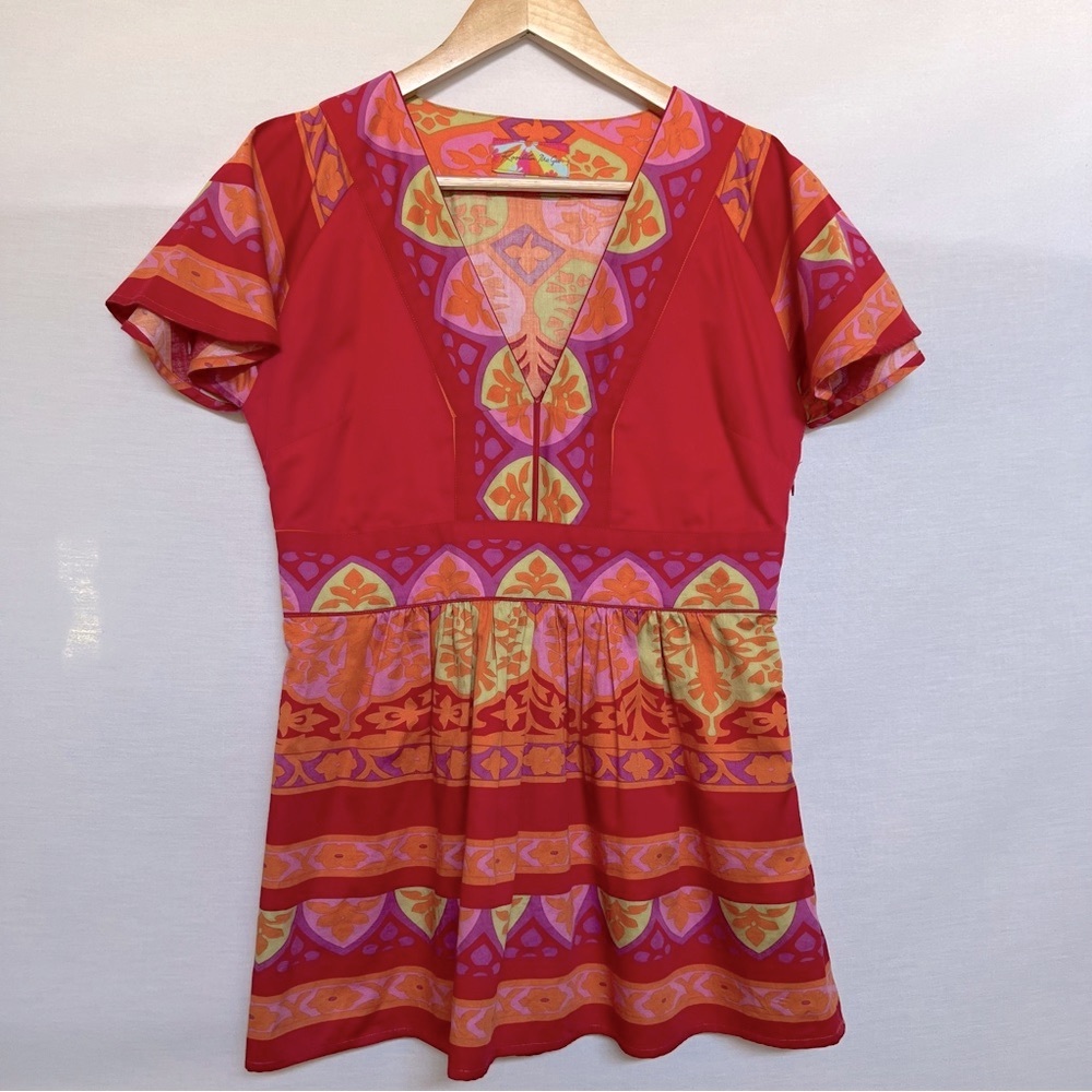 Rosalita McGee 100% Cotton Colorful Patterned Flowy Blouse